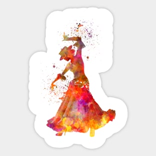 Gypsy woman dancing flamenco dancer silhouette in watercolor Sticker